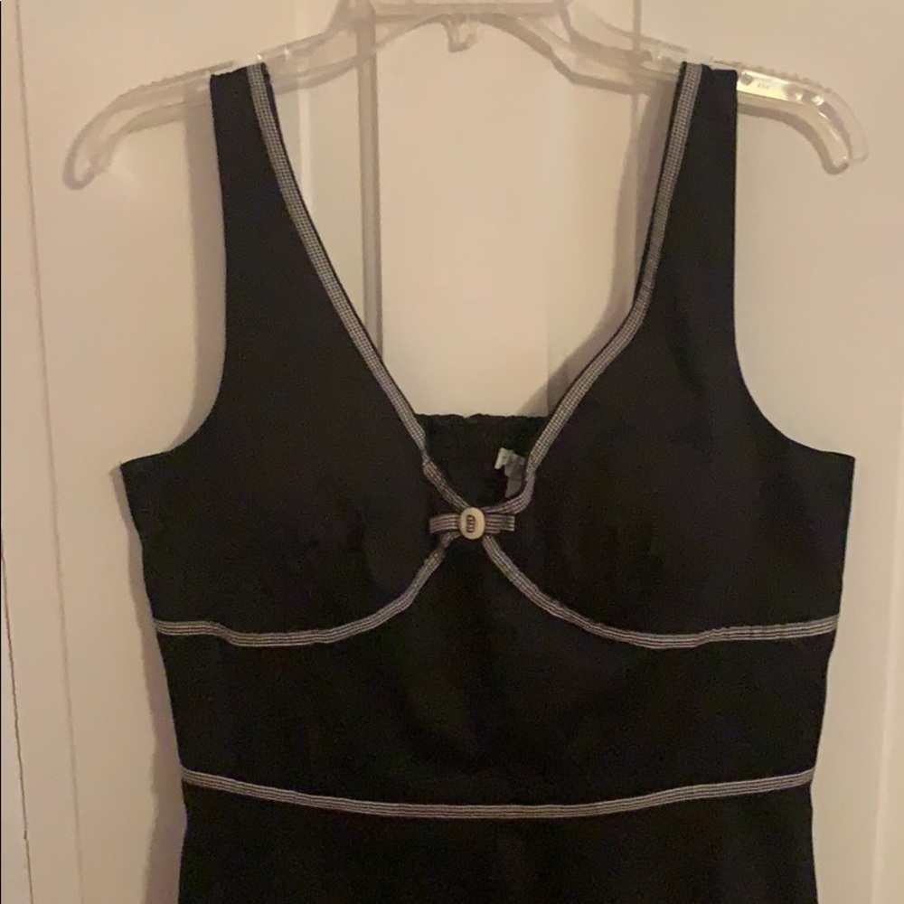 Black dress with gingham piping